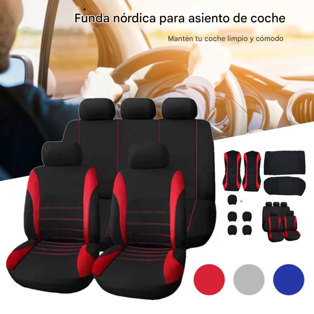 SET DE FORROS DE TELA PREMIUM  5 ASIENTOS + ASPIRADORA PORTATIL
