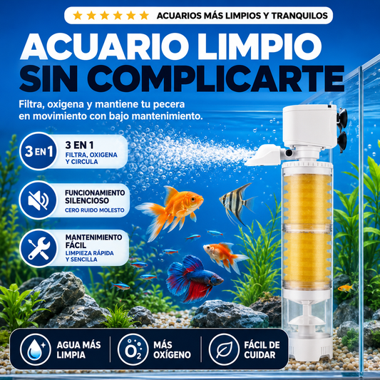 Filtro Eléctrico Silencioso Para Acuario 3 en 1