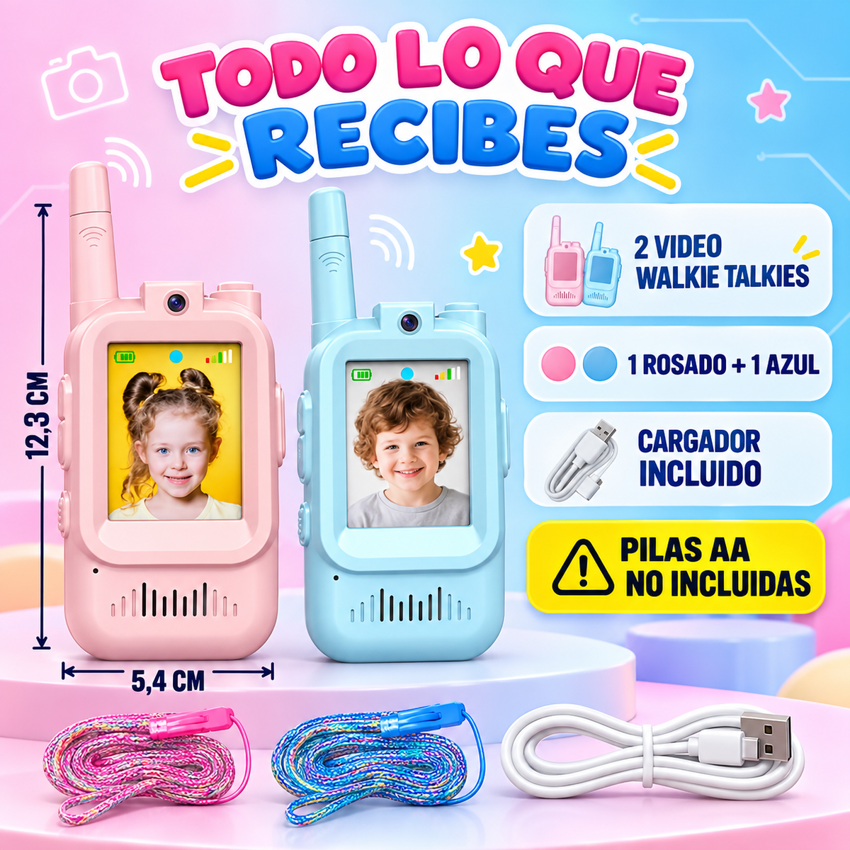 2 Walkie Talkie Con Pantalla Infantil