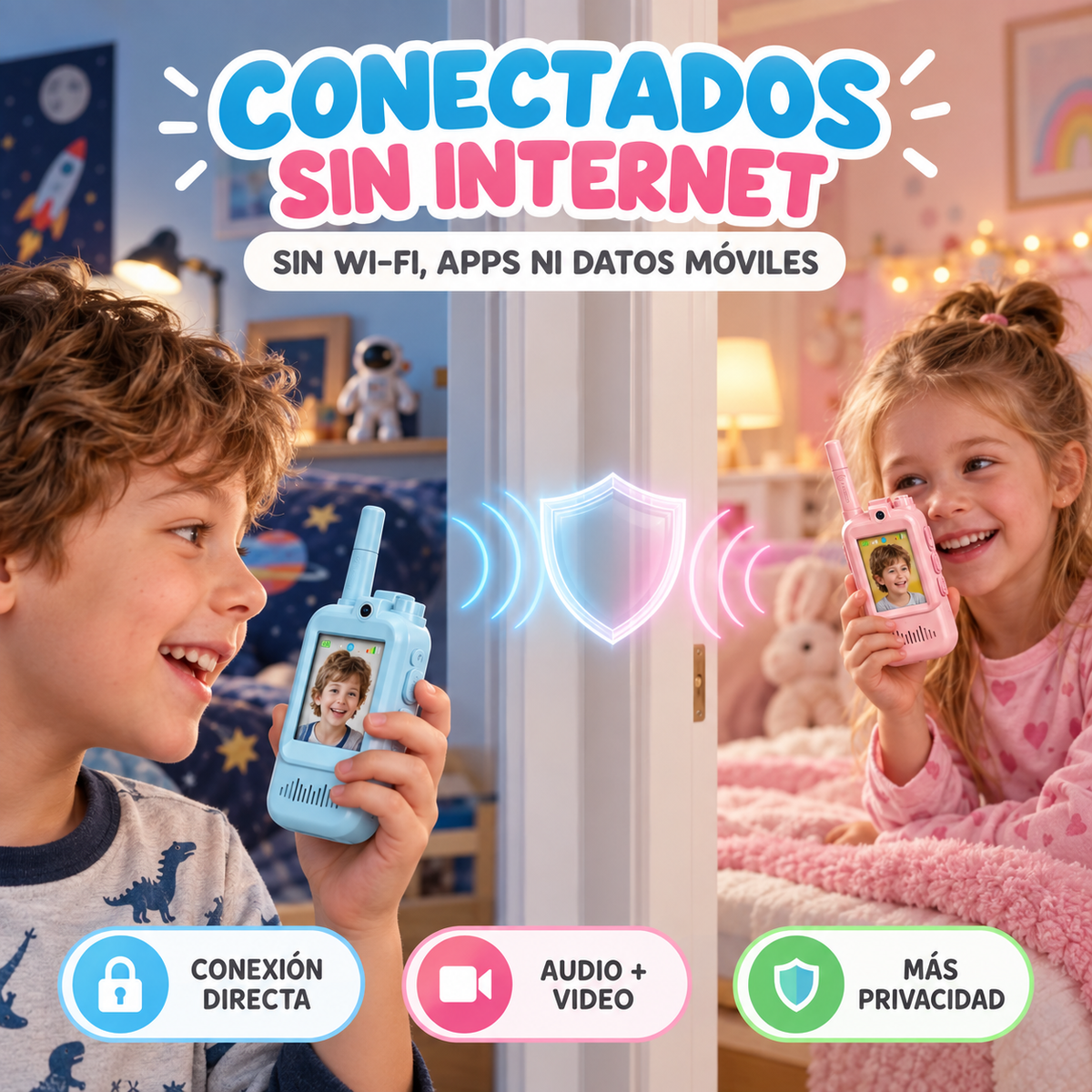 2 Walkie Talkie Con Pantalla Infantil