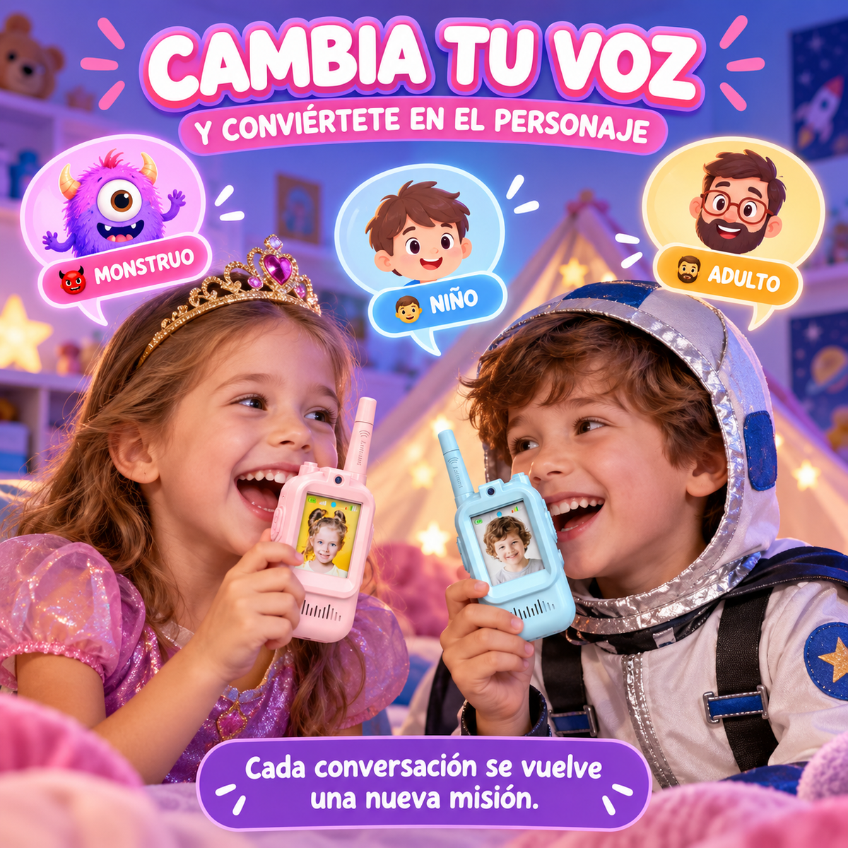 2 Walkie Talkie Con Pantalla Infantil