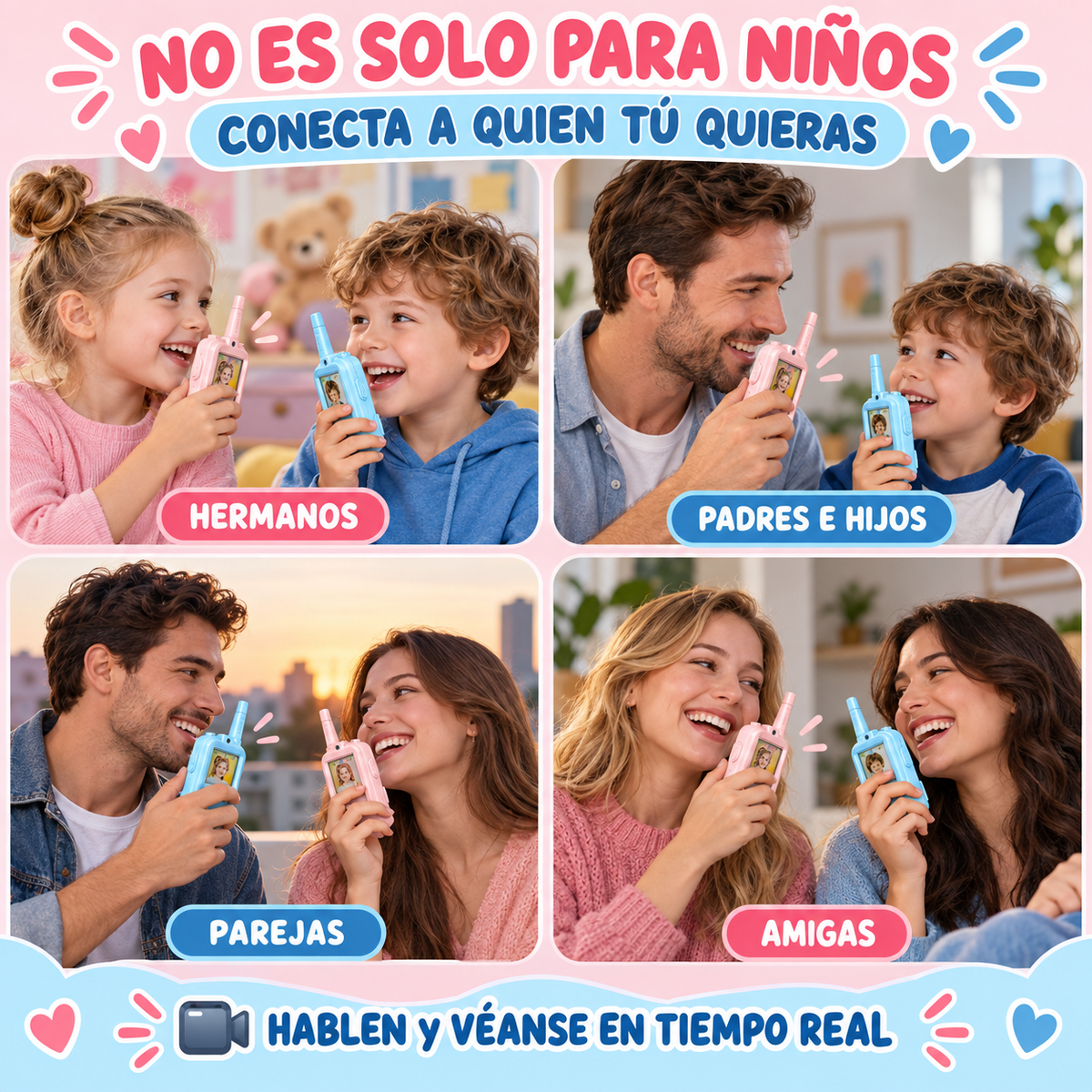 2 Walkie Talkie Con Pantalla Infantil