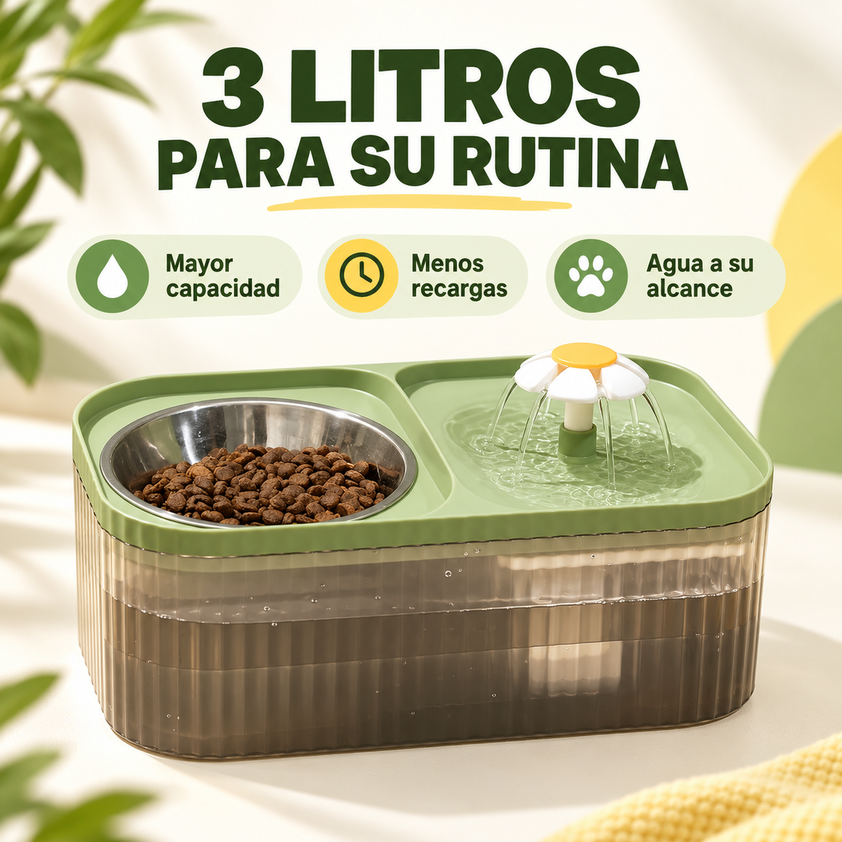 Fuente De Agua Y Comida Para Mascotas 2 En 1