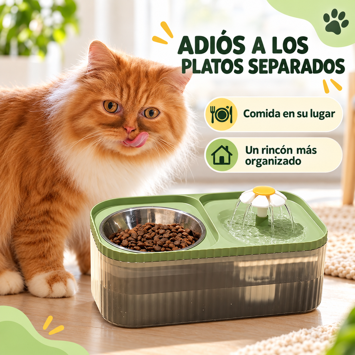 Fuente De Agua Y Comida Para Mascotas 2 En 1